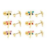 Screwback Stud Earrings - Bri Butterfly White and Black