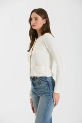 Round Neck Gold Button Cardigan