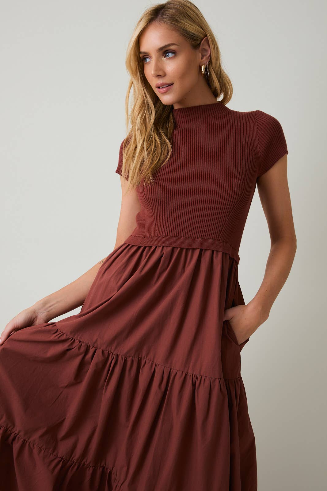 Knit Tiered Midi Dress