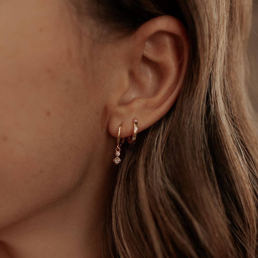 Willow Diamond Dangle Hoops