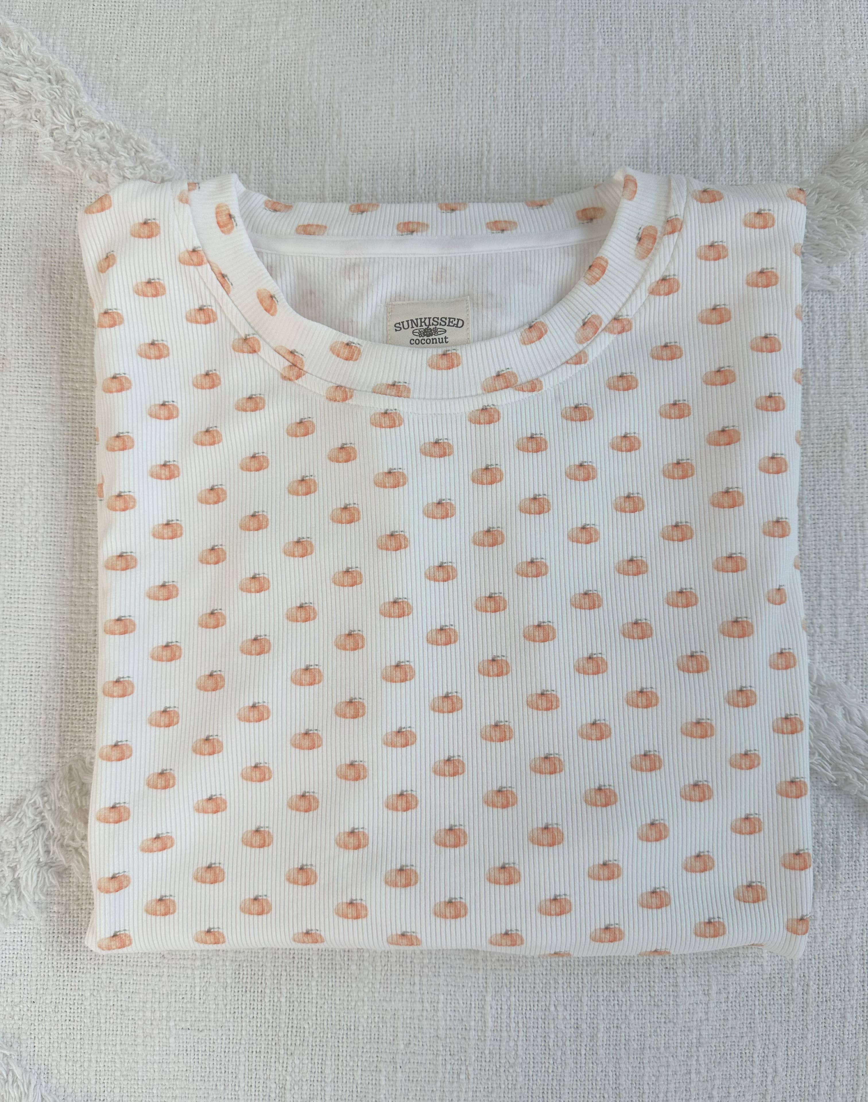 Pumpkin Fall Autumn Short Sleeve Pajama Top