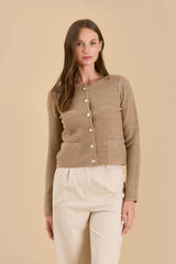 Round Neck Gold Button Cardigan