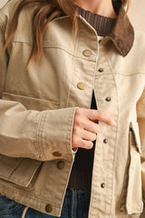 Collar Contrasted Utility Jacket