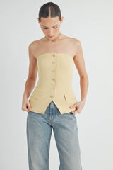 Button Down Bustier Tube Top