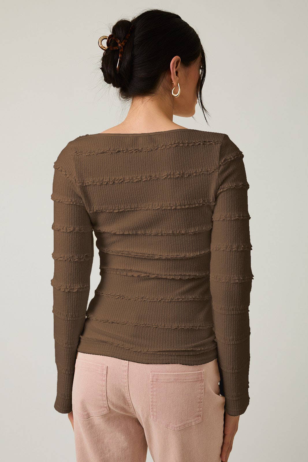 Bell Sleeve Brushed Lace Top