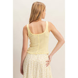 Button Front Ribbed Tank Top
