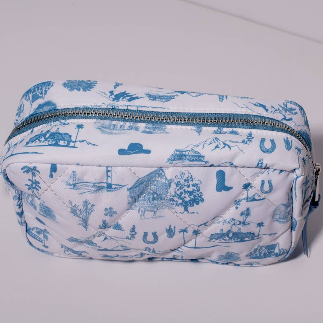 Western Toile Cosmetic Travel Bag