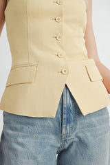 Button Down Bustier Tube Top