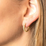14K Gold-Dipped Rhinestone Hoop Earring