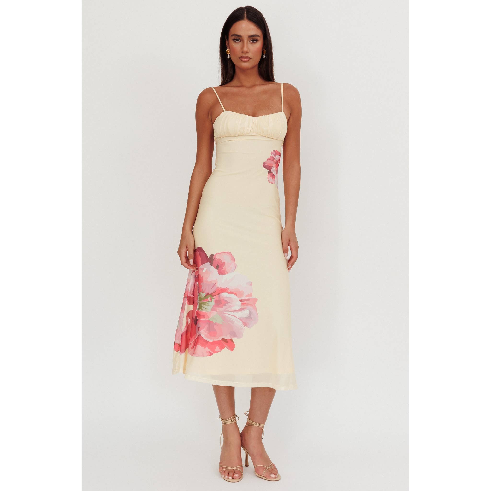 Floral Mesh Midi Dress