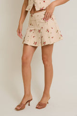 Floral Twill Mini Skirt