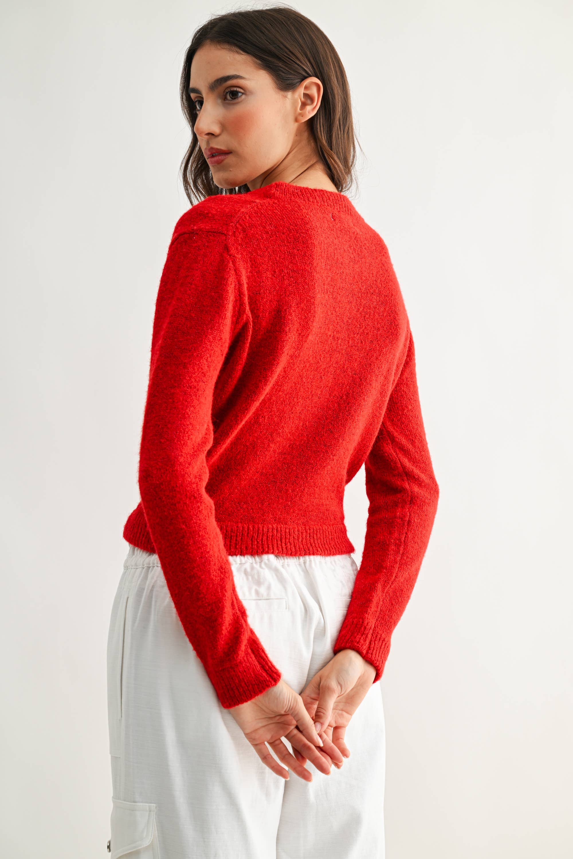 Knit Wool Cardigan - Red