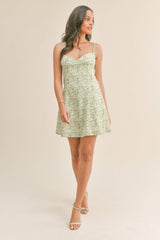 Green Floral Mini Dress