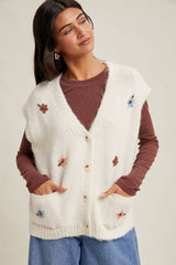 Floral Embroidered Vest
