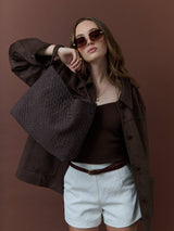 Calla Woven Handbag in Brown