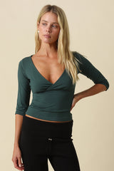 Mia Surplice V-Neck Knit Top