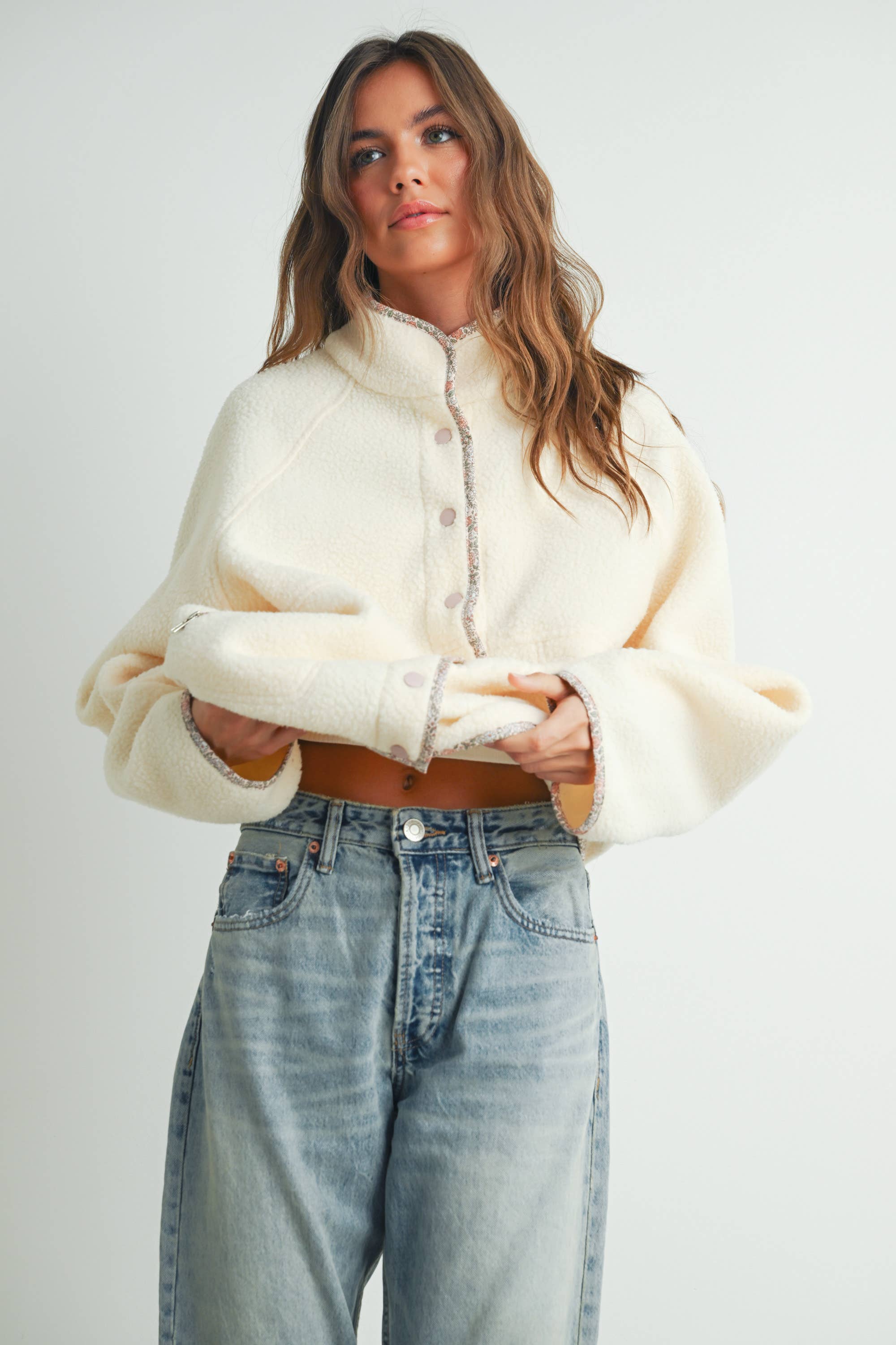 Cozy Snap Neck Fleece Jacket