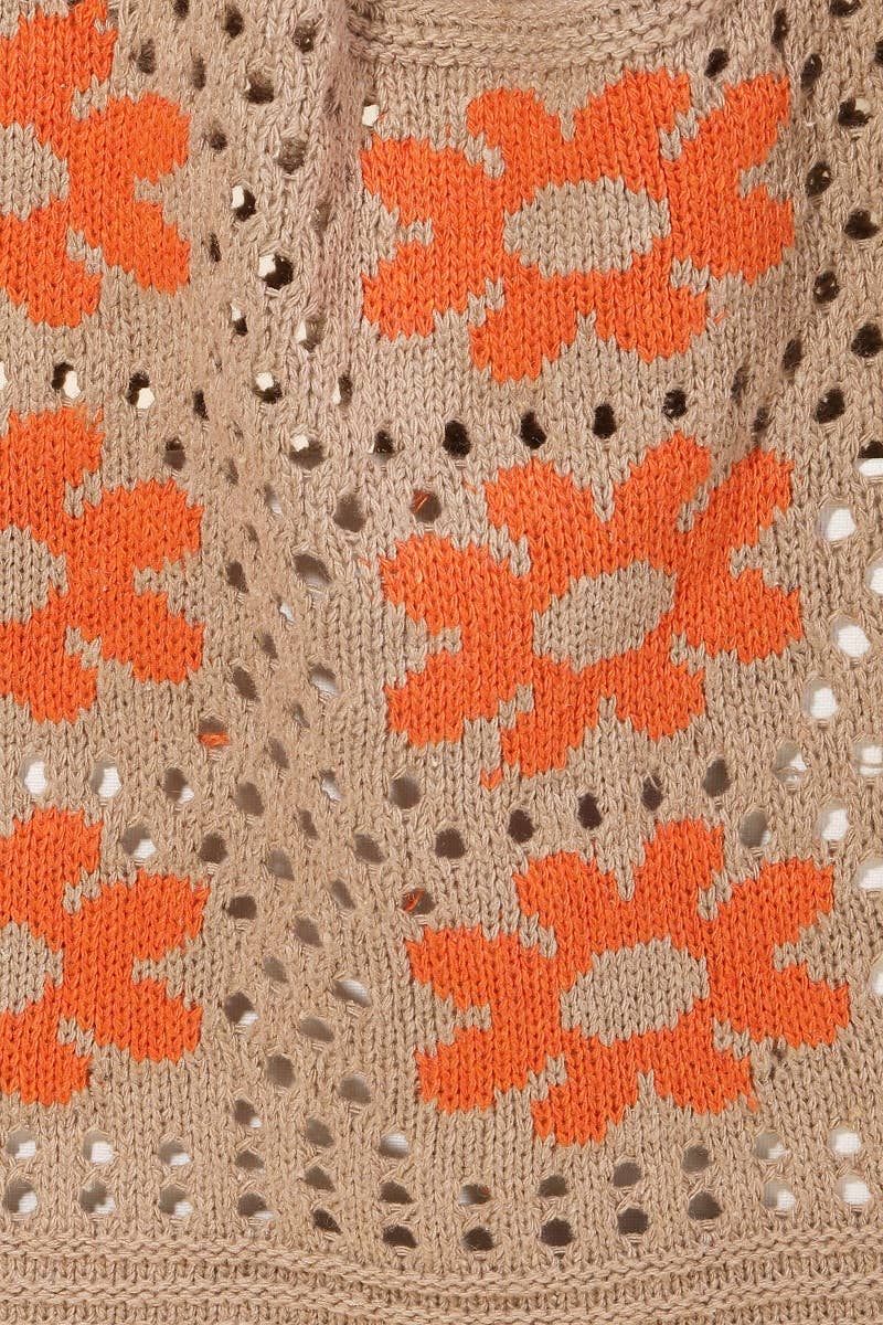 Multi Flower Crochet Knit Tote Bag