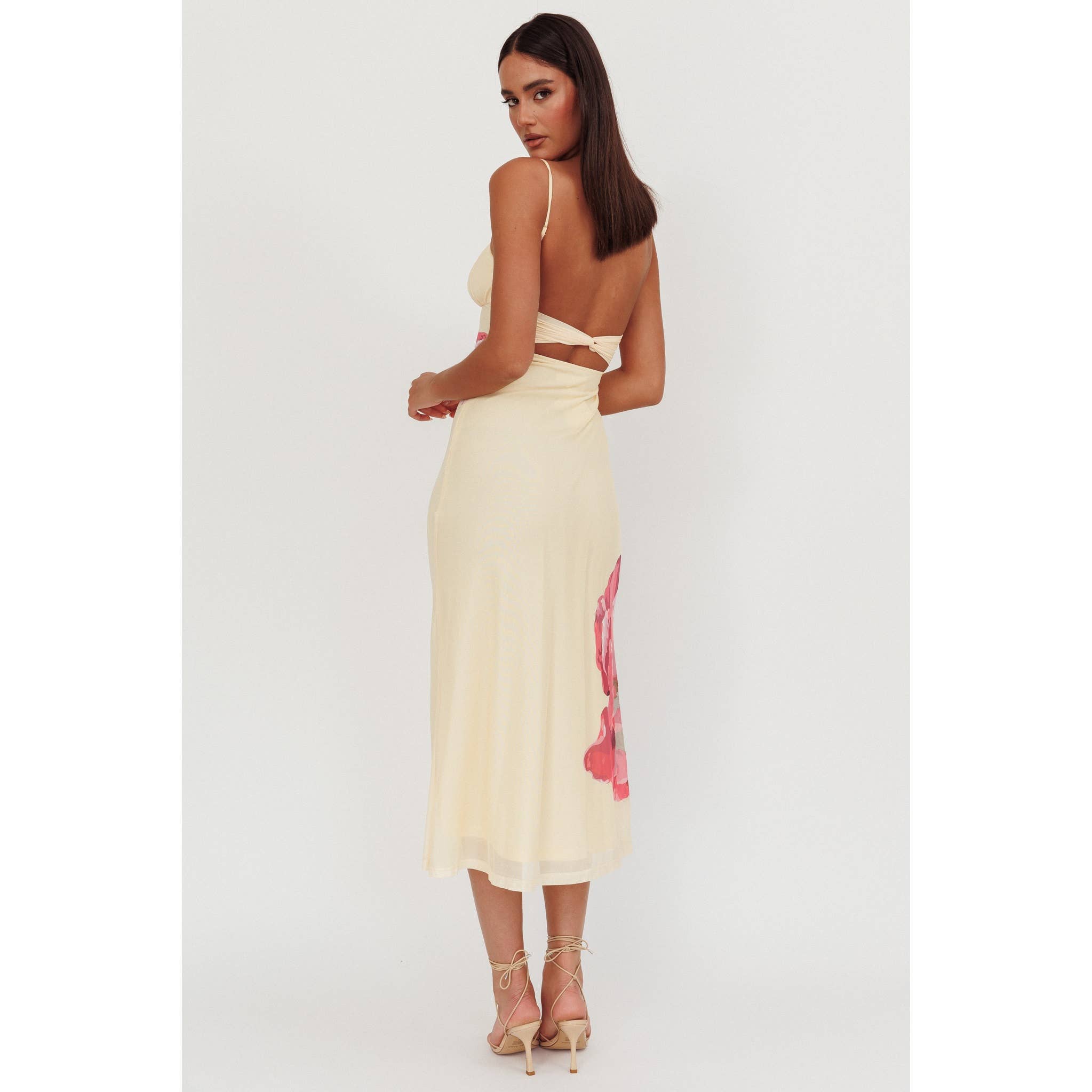 Floral Mesh Midi Dress