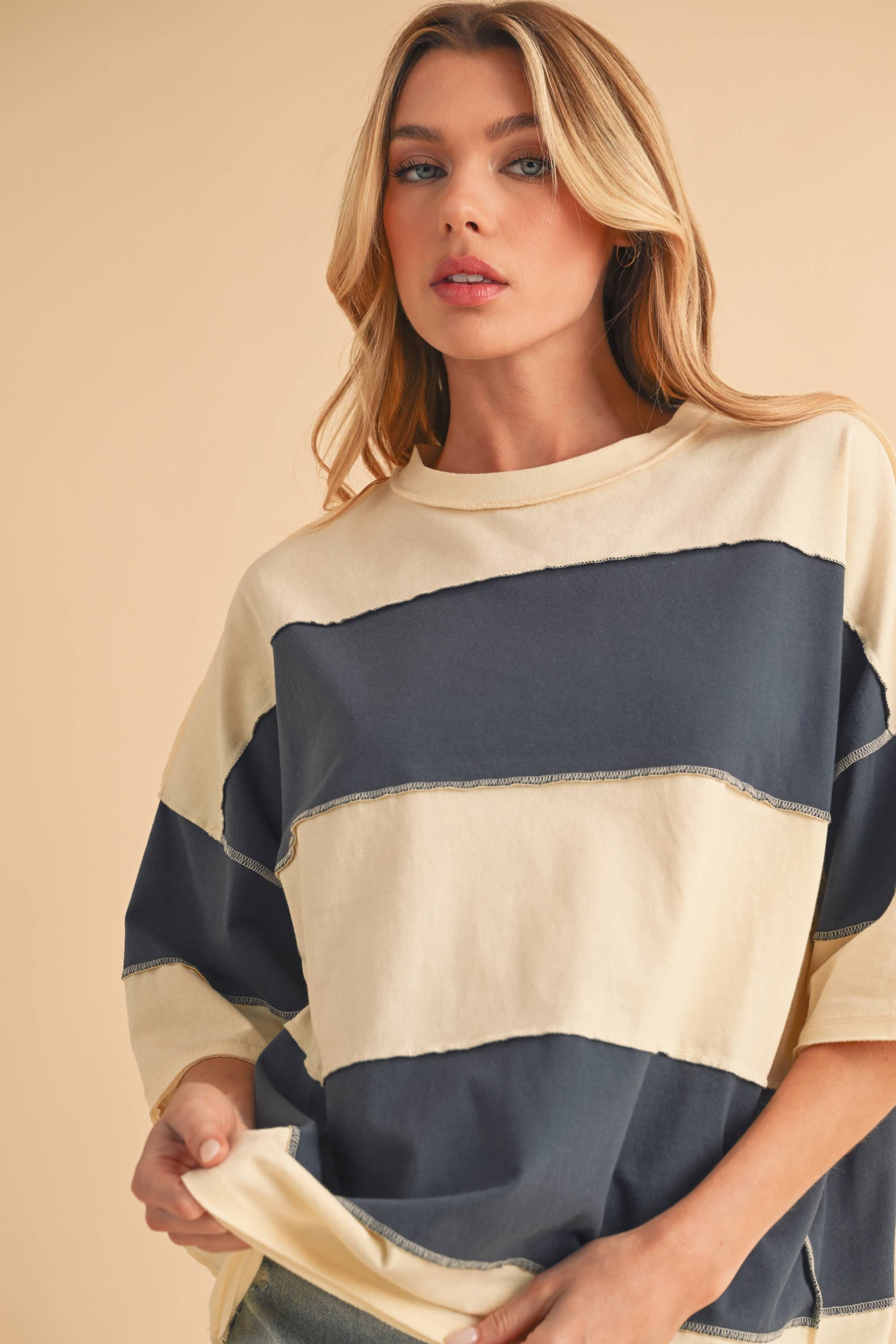 Polly Color Block Top Tee Shirt