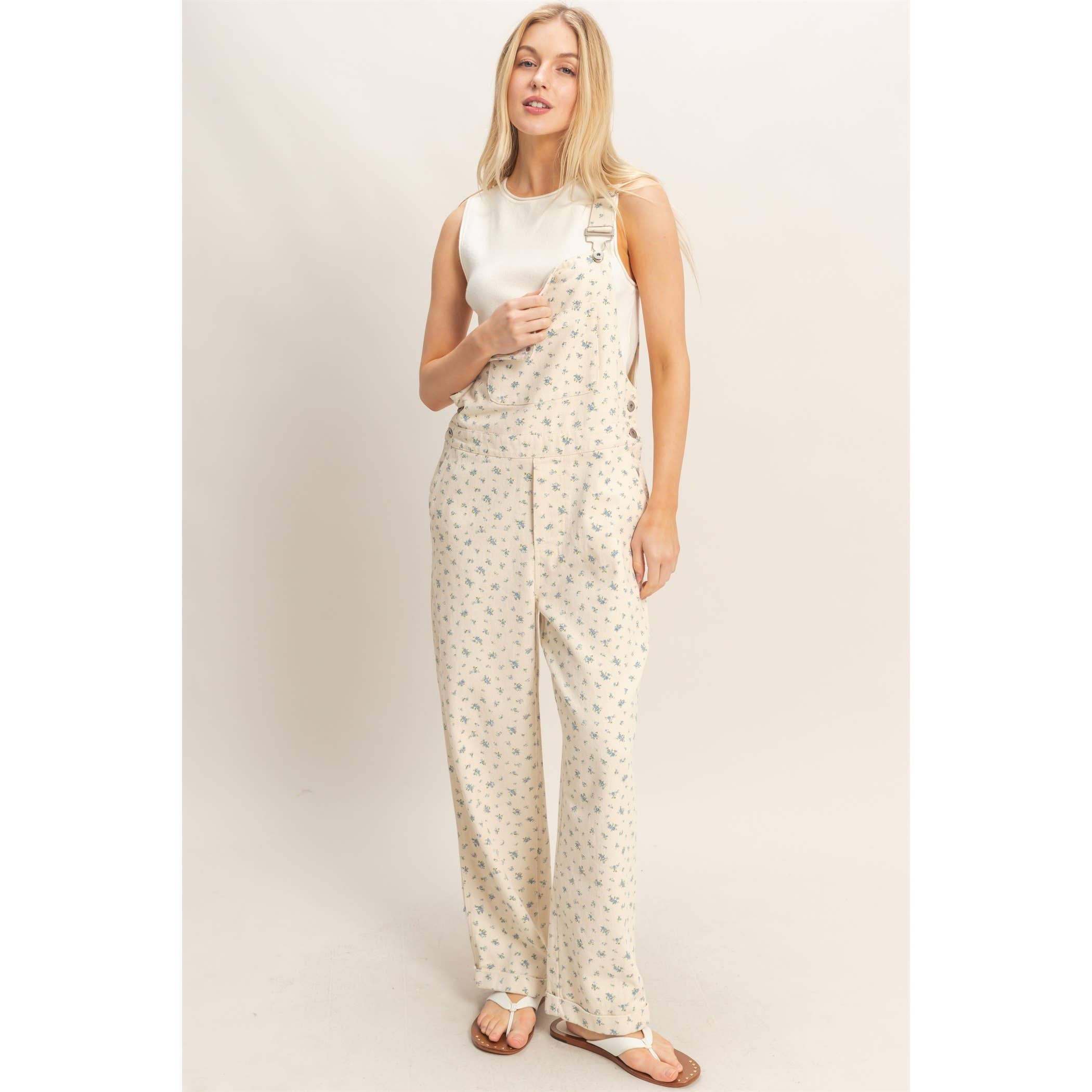 Floral Patterned Overalls