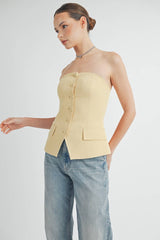 Button Down Bustier Tube Top