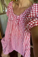 Red Gingham Babydoll Dress