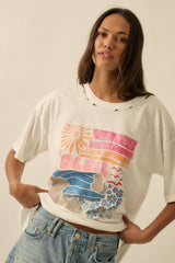Soleil Beach Distressed Oversize Graphic Tee