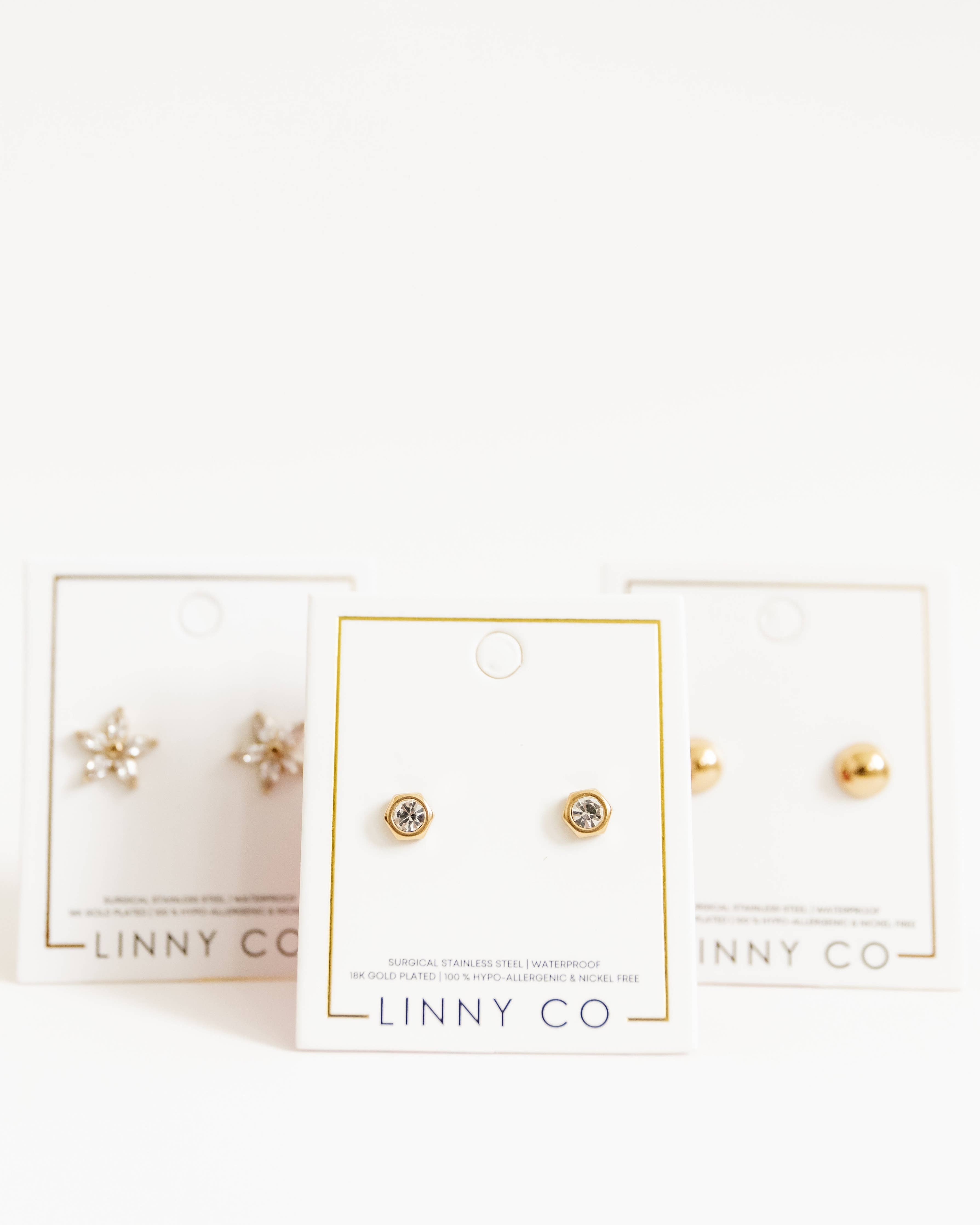 Screwback Stud Earrings - Addison - Clear