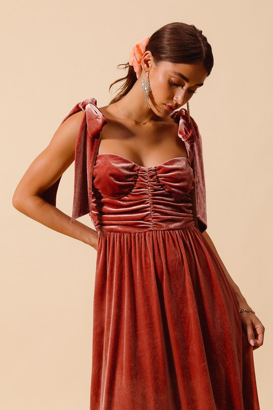 Velvet Ribbon Strap Dress