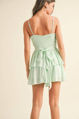 Tiered Flare Romper - Mint