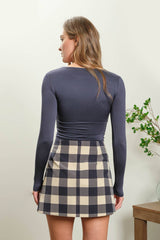 Round Neck Long Sleeve Fitted Top