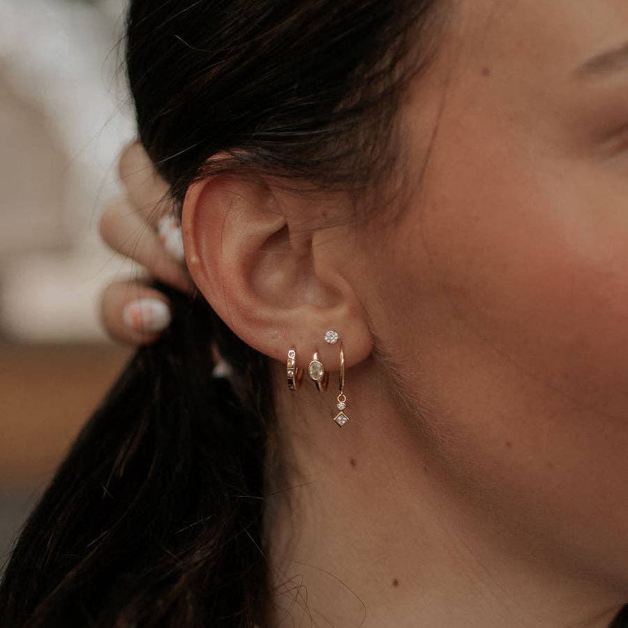 Willow Diamond Dangle Hoops