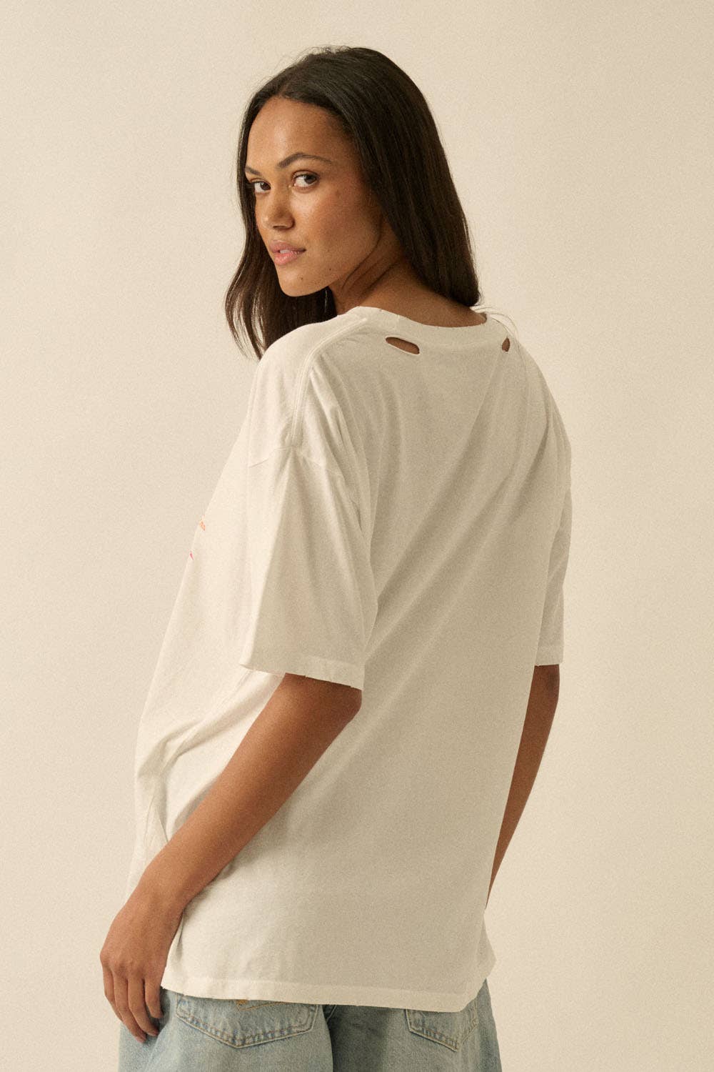 Soleil Beach Distressed Oversize Graphic Tee