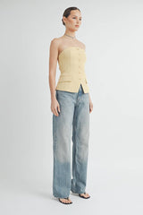 Button Down Bustier Tube Top