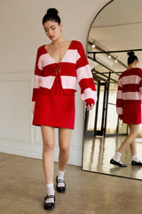 Bella Pink + Red Cardigan
