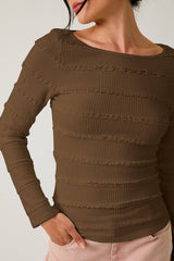 Bell Sleeve Brushed Lace Top