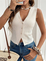 Textured Waistcoat Buttoned Vest