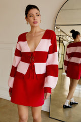 Bella Pink + Red Cardigan