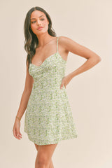 Green Floral Mini Dress