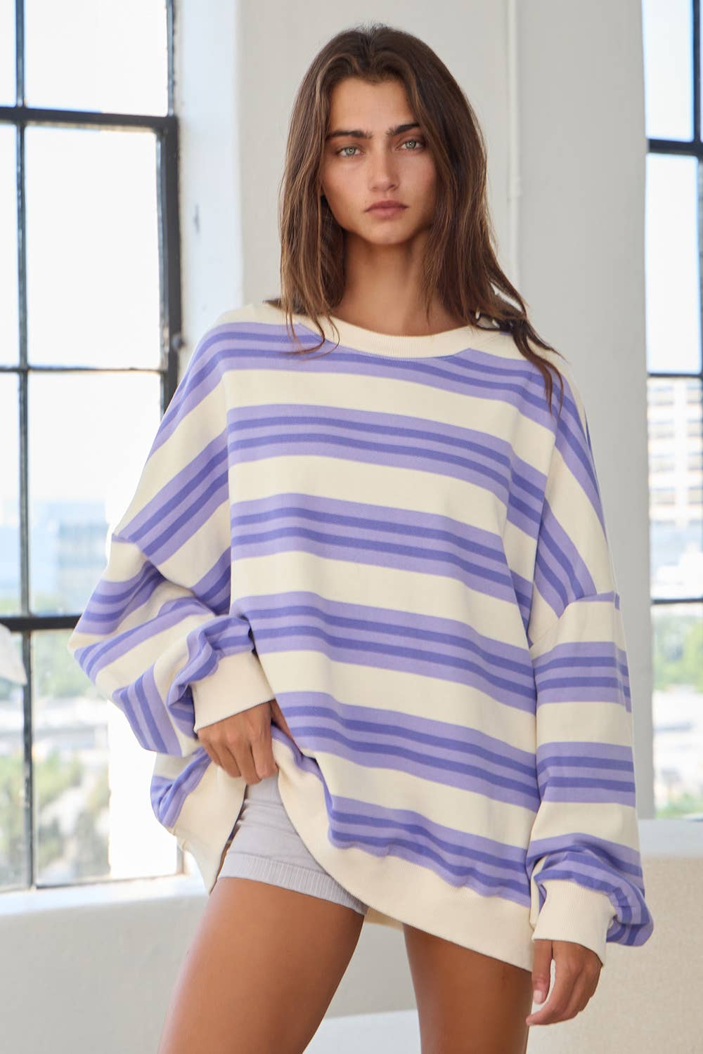 Coastal Striped Oversized Pullover