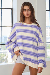 Coastal Striped Oversized Pullover