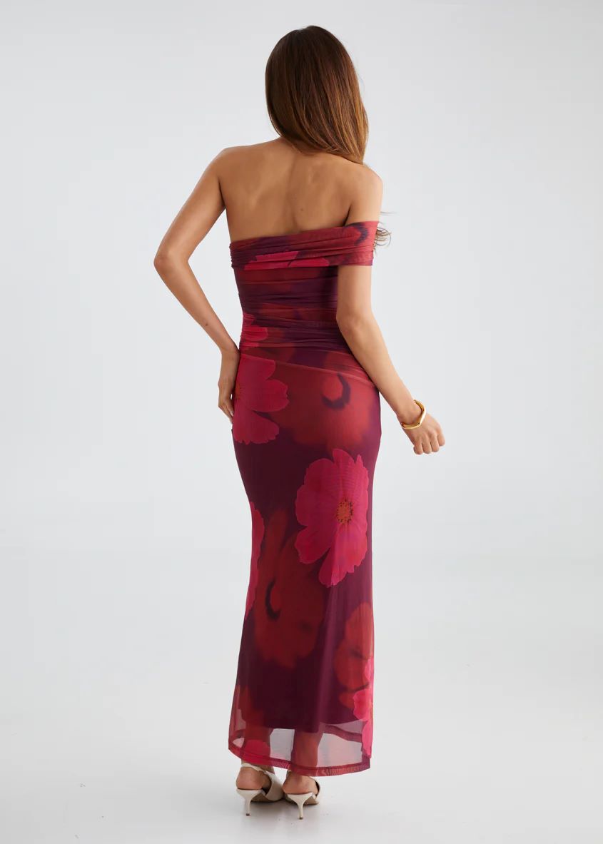 One Shoulder Floral Maxi Dress