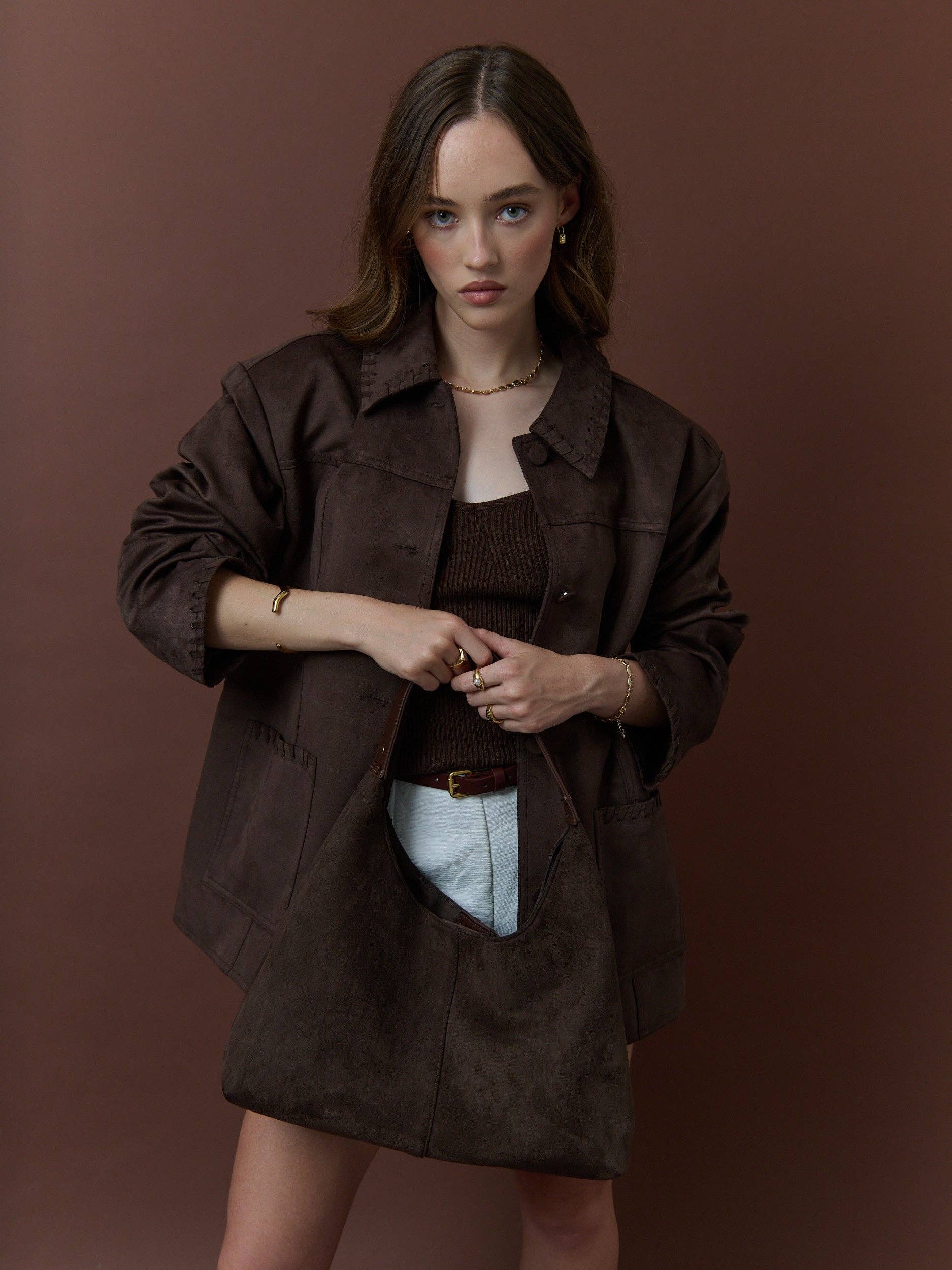 Kenny Suede Bag in Brown