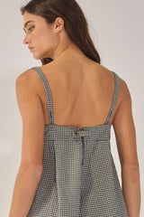 Sleeveless Plaid Relaxed Romper
