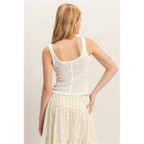 Button Front Ribbed Tank Top