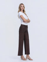 High Rise Chicory Coffee Coated Wide Leg Jeans