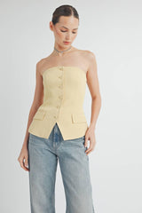 Button Down Bustier Tube Top