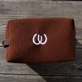 Brown Horseshoe Makeup Travel Bag