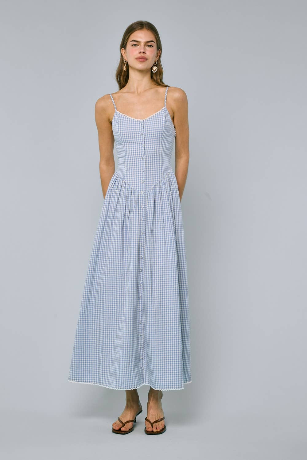 Vintage Check V-neck Dress